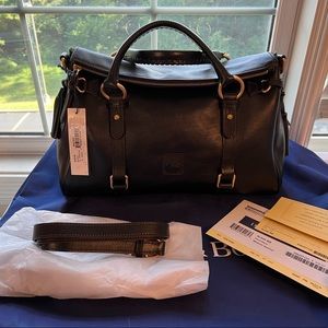 Dooney and Bourke Large Florentine Leather Satchel in Black/Black. NWT